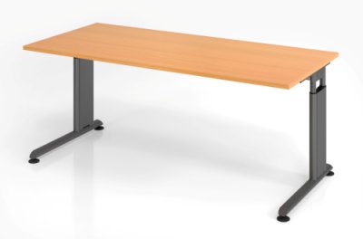 Schreibtisch Zell 180x80 cm Buche Grafit mit Seitenblenden